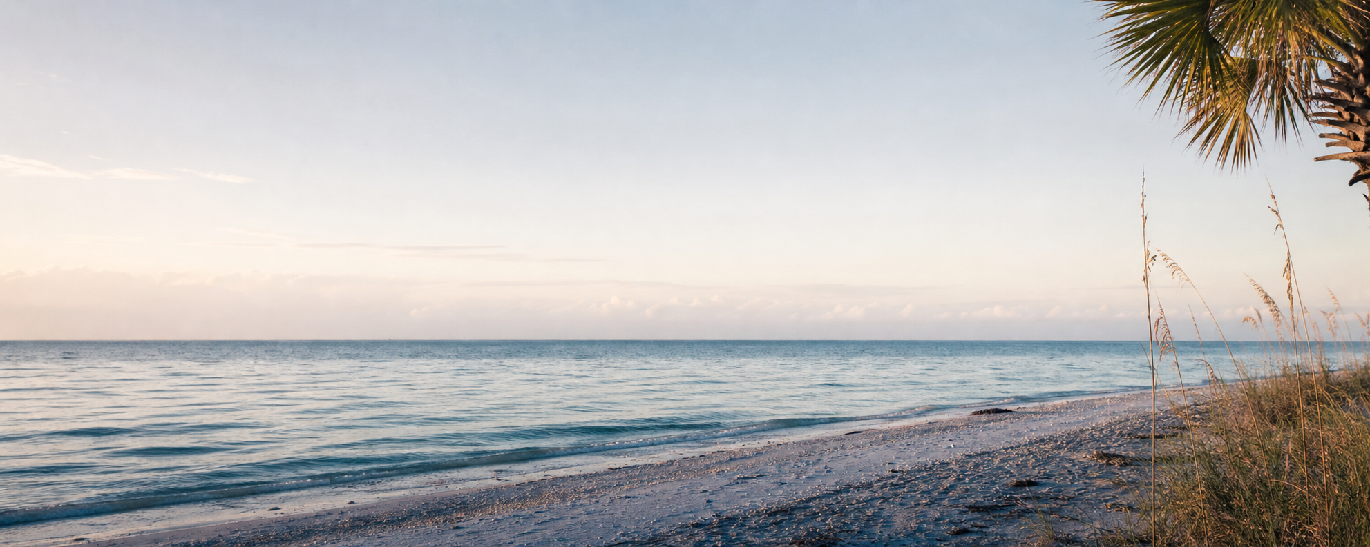 Quiet Gulf Coast shoreline at first light